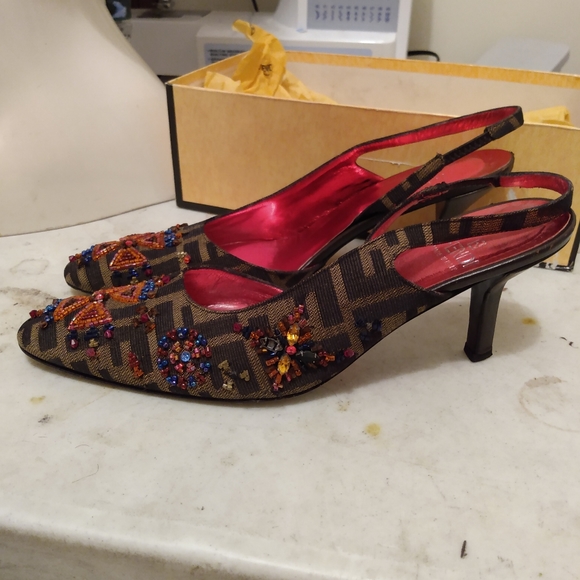 Authentic Fendi slingback heels